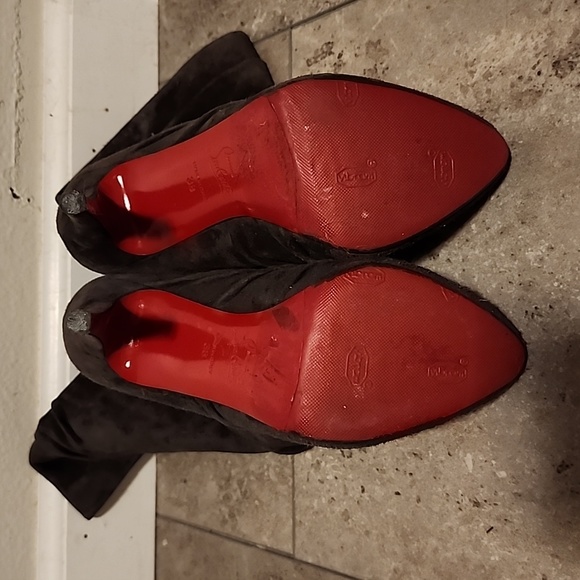Christian Louboutin Gray Suede Boot Heels Sz. 38 - Picture 3 of 4